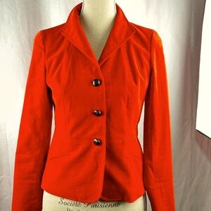 Talbots women Orange velvet lined blazer; Size 4P